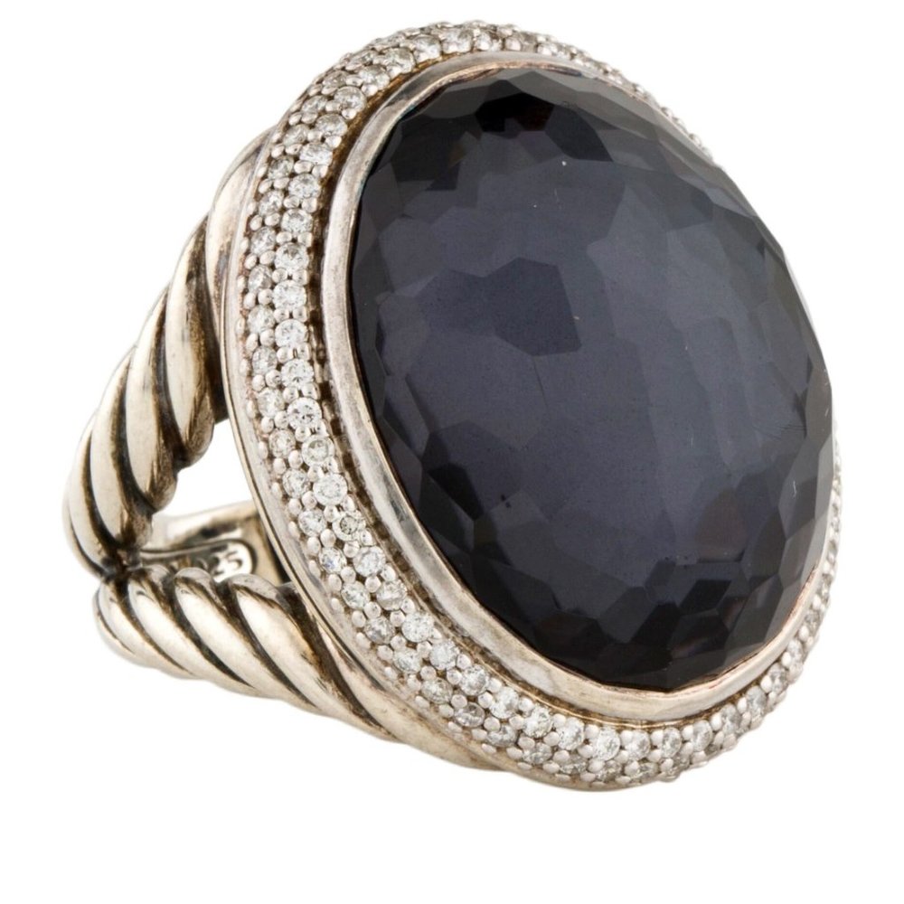 DAVID YURMAN BLACK ORCID AMETHYST HEMATITE DOUBLET STERLING SILVER -DIAMOND RING